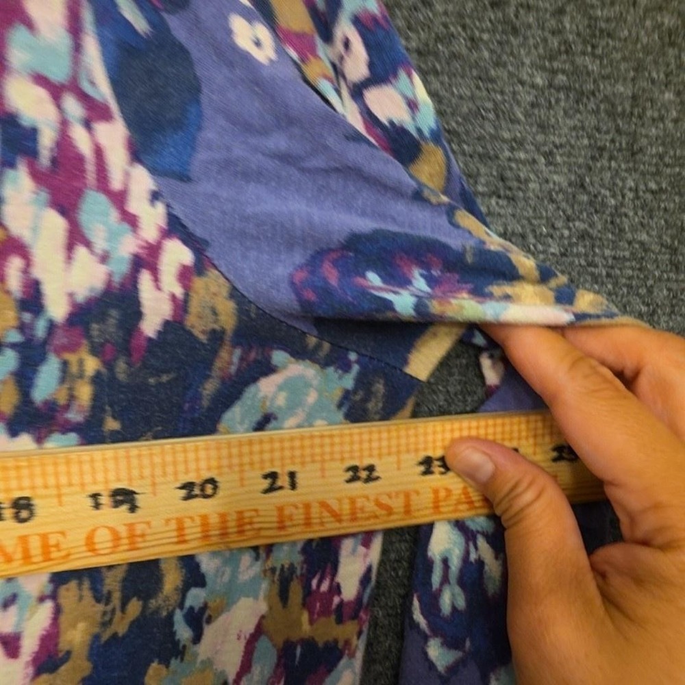 Stan Herman Gown Womens XL Purple Floral Jersey Kaftan Zip Front 3/4 Sleeve - Picture 7 of 12